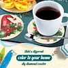 8Pcs Christmas Tree DIY Wood Diamond Painting Coasters Kit with Round Base