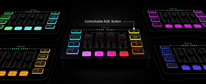 Product Introduction of FIFINE Gaming Audio Mixer with XLR Cable Bundle. Streaming RGB PC Mixer with Microphone Cable. XLR Interface. Volume Faders. Mute Button. Computer Mic for Recording/Podcast/Vocal/Game Voice 7