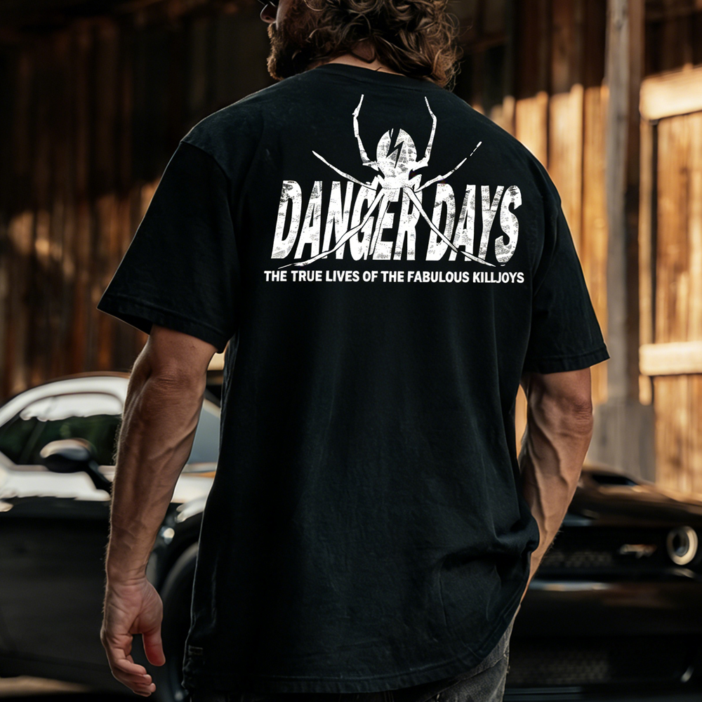 Cotton Danger Days T-Shirt With Spider Graphic Design