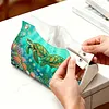 DIY Diamond Art Tissue Box Holder Turtle PU Leather Diamond Art Desktop Organizer Resin Rhinestone Storage Organizers Gem Art Home Office Decor Craft Gift