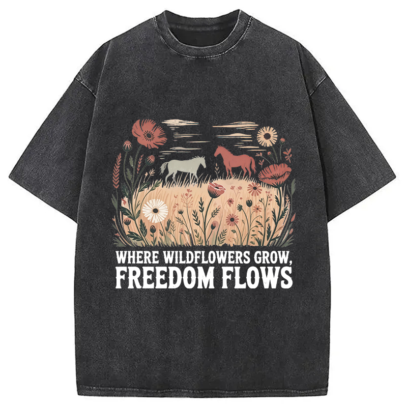 Wild-flowers Washed T-shirt elevenforest