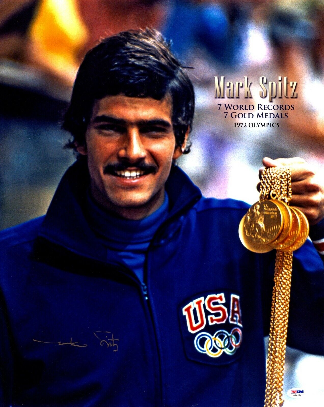 Mark Spitz Signed Swimming 16x20 Olympic Photo Poster painting GOLD MEDALIST with PSA/DNA COA