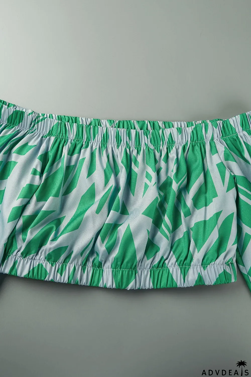 Tangerine Casual Print Patchwork Off the Shoulder Half Sleeve Two Pieces