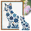 (Multi-Style) Blue And White Porcelain Cat-11CT Stamped Cross Stitch 40*53cm/15.75*20.87in