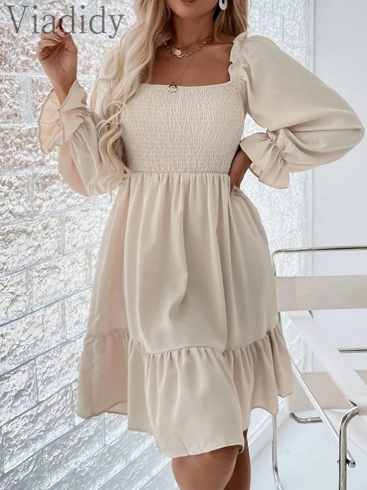 Y Neck Chiffon Dress with Ruffles Sleeves Periwinkle