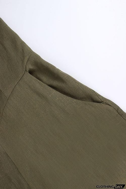 Button Pocket V Neck Jumpsuit