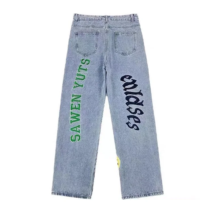 Letter Embroidery Casual Jeans