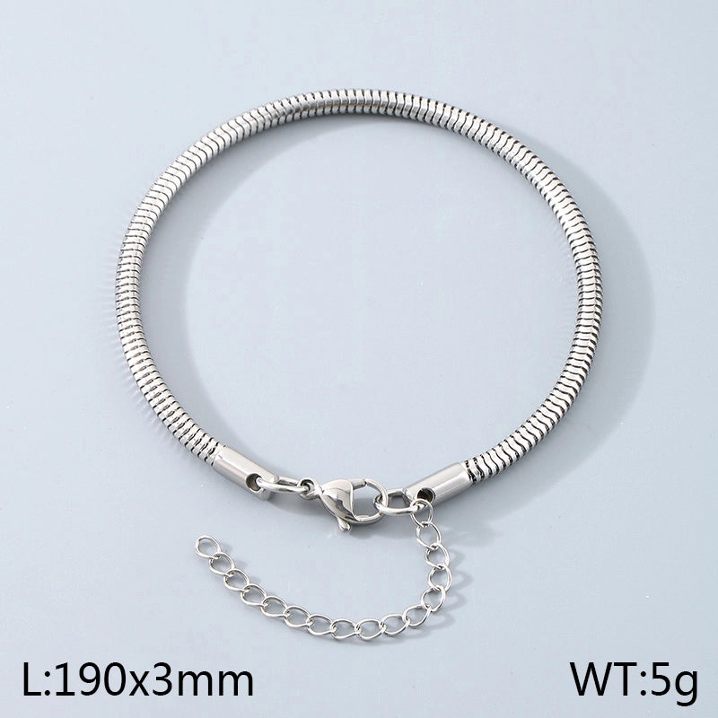 Minimalist Solid Color 304 Stainless Steel 18K Gold Plated Unisex Bracelets Men Chain Bracelets