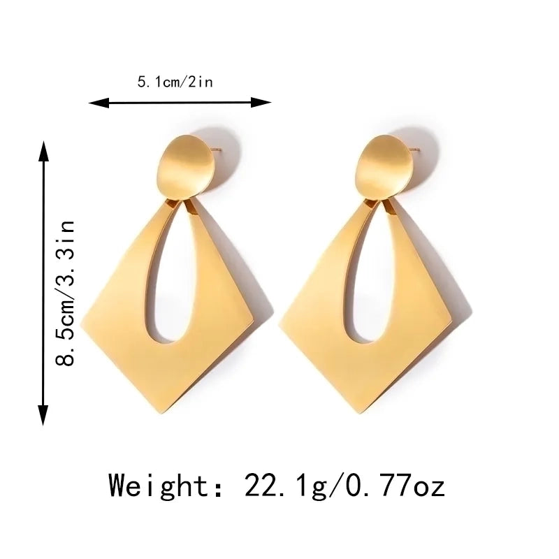 1 Pair IG Style Exaggerated Geometric Polishing Plating 304 Stainless Steel Gold Plated Drop Earrings