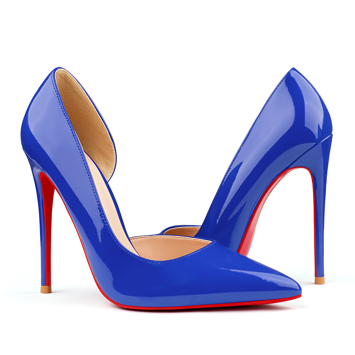 120mm Women's Classic Pumps Patent Closed Pointed Toe Bridal Wedding Party Red Bottom-MERUMOTE