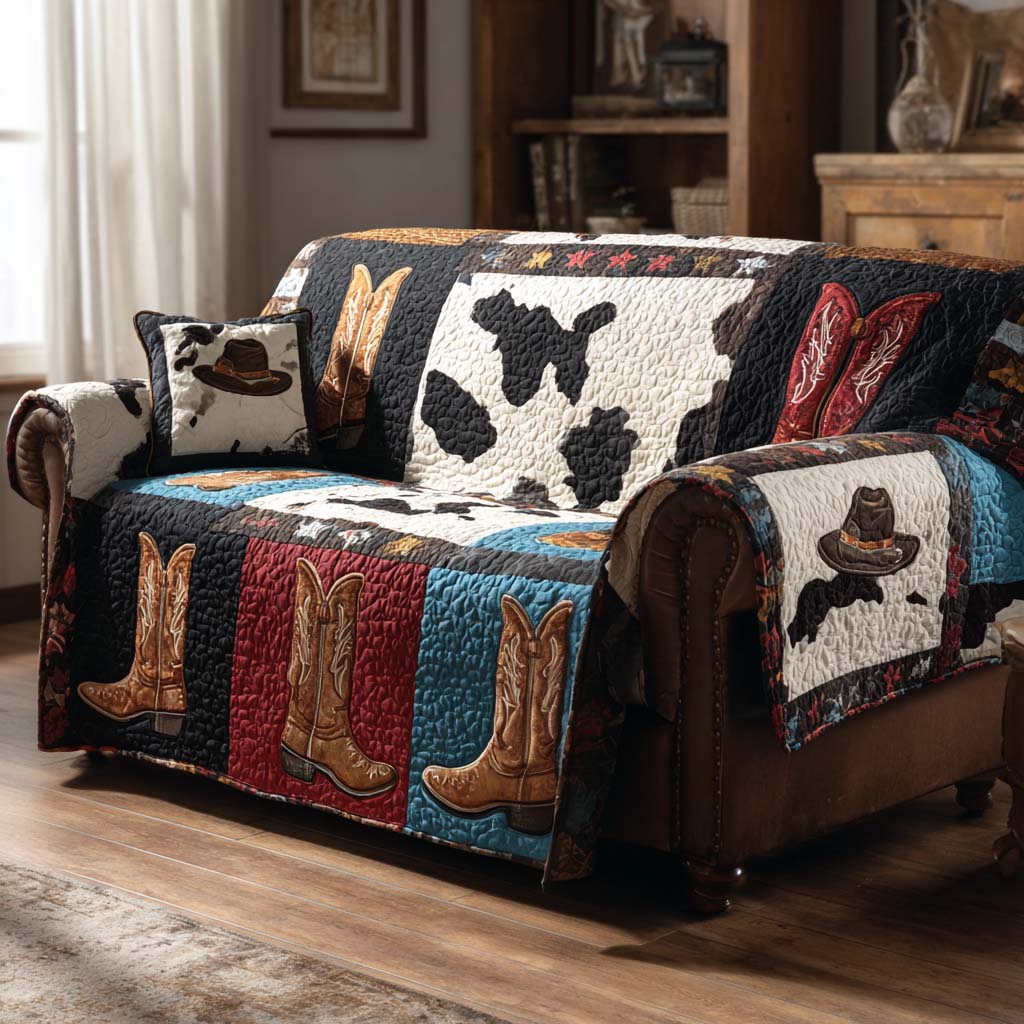 Cowboy Boot Parade Quilted Sofa Cover NCU0XD2123 everthome