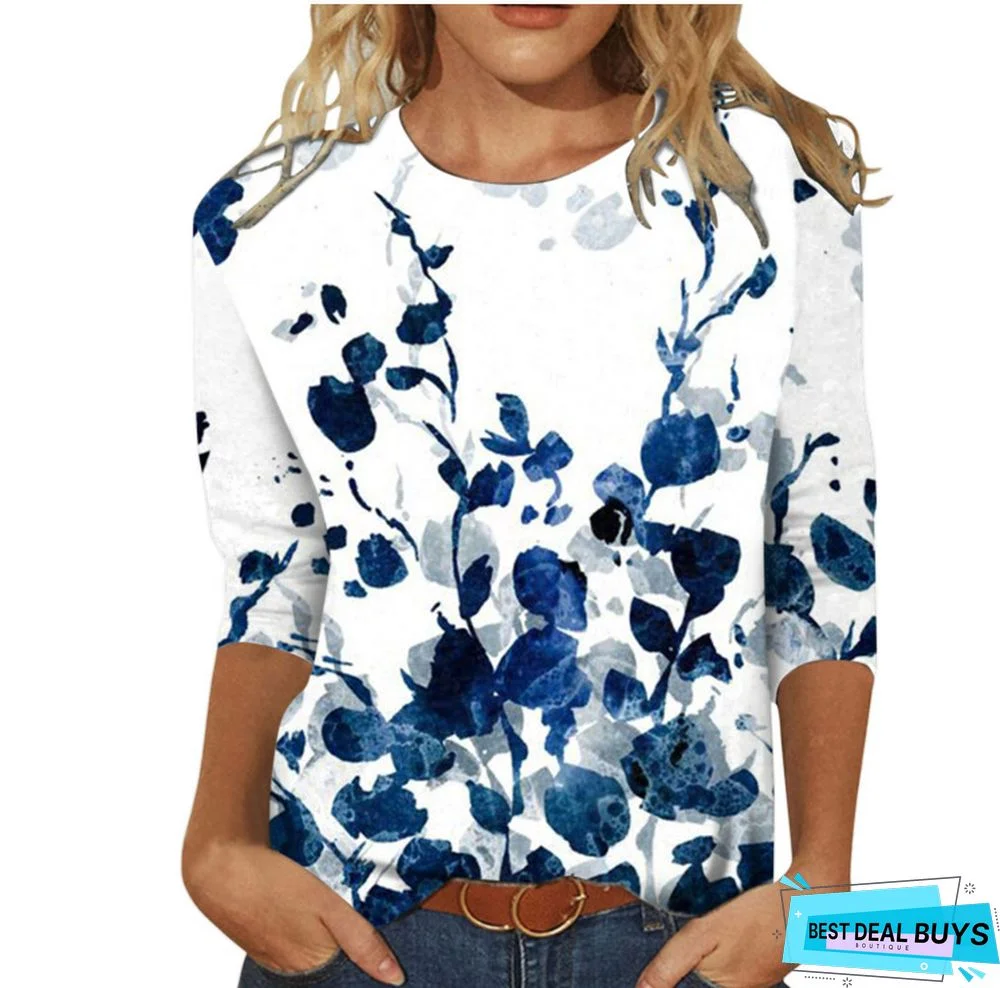 Jersey Leaf Loose Casual T-Shirts