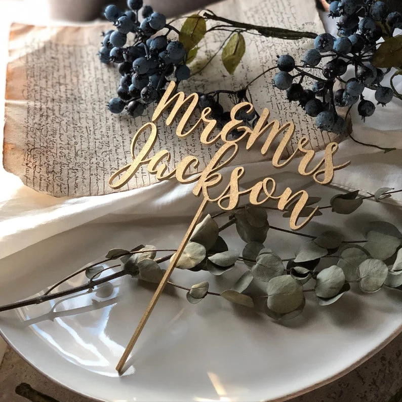 Custom Wedding Cake Topper Decor Happy Birthday Cake Topper Personalized Wedding Cake Topper Party Decoration For Anniversary