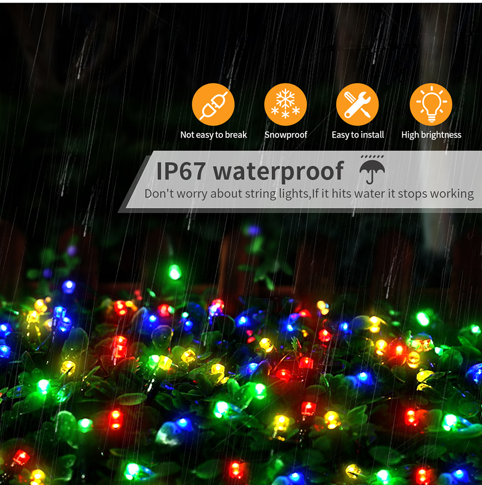 Tegooe 24V Low-Voltage LED Christmas String Lights - IP65 Waterproof Fairy Garland