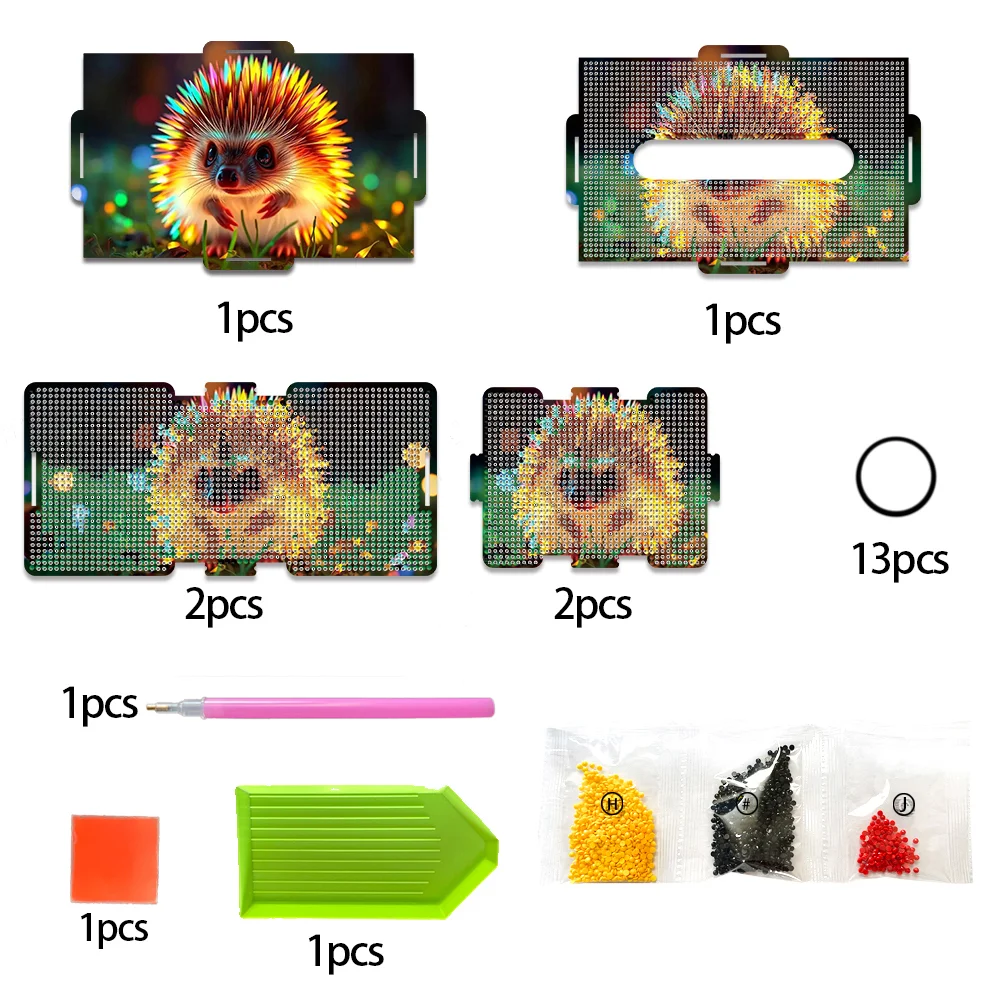 Diamond Painting Tissue Box Kits Rhinestone Craft Kit (Glowing Hedgehog)