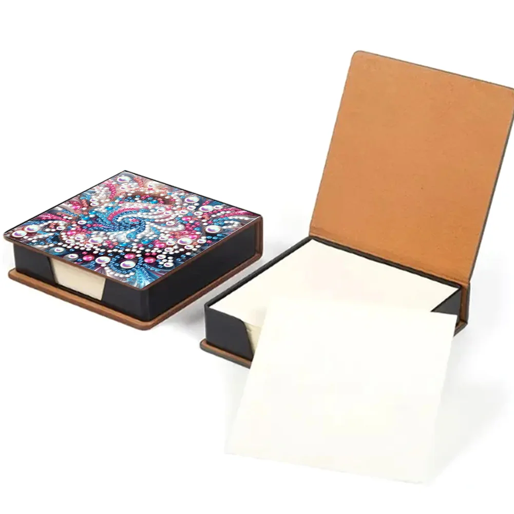 PU Pattern Diamond Painting Notecard Box with Papersfor DIY Art Craft