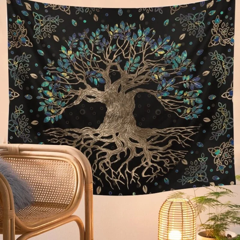 Life Trees Tapestry Wall Hanging Psychedelic Tapestry Bohemian Hippie Wishing Tree Tapestries Bedroom Bohemian Plant Print
