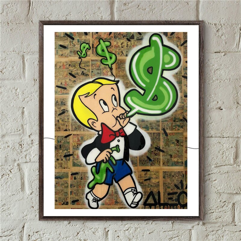 Alec Monopolyingly Richie Blowing Dollar Balloon Wall Art Canvas Posters Prints Painting Pictures For Office Bedroom Home Decor