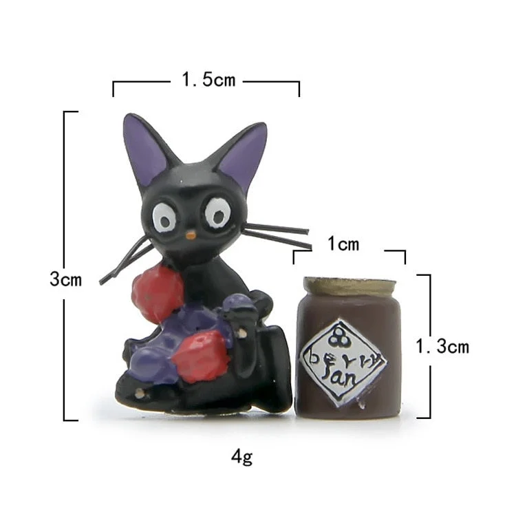 Resin Japan Style Black Cat Jiji Gift Box Wind Chimes Scenes Animal Figurines Desktop Potted Garden Decoration Crafts Miniatures