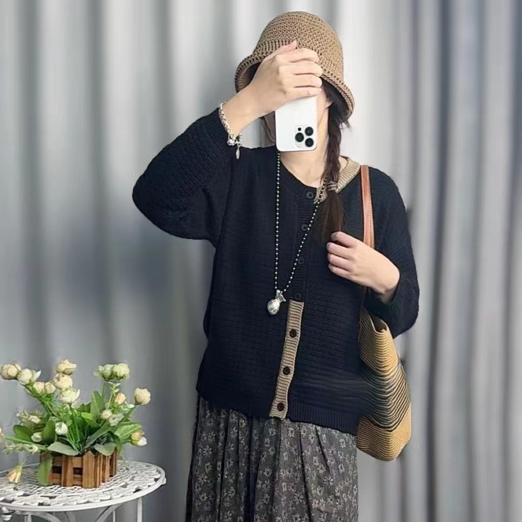 Chicfifth Sweater Women Winter Long Sleeve High Quality Autumn Vintage Top Knitted Cardigan