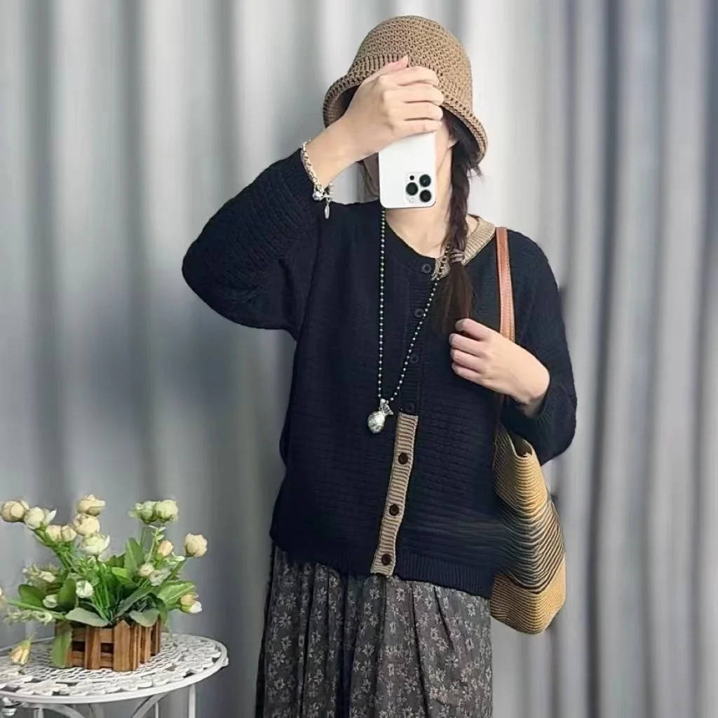 Chicfifth Sweater Women Winter Long Sleeve High Quality Autumn Vintage Top Knitted Cardigan