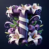 Diamond Painting-DIY Full Round Drill Lily Letter T(40x40cm)
