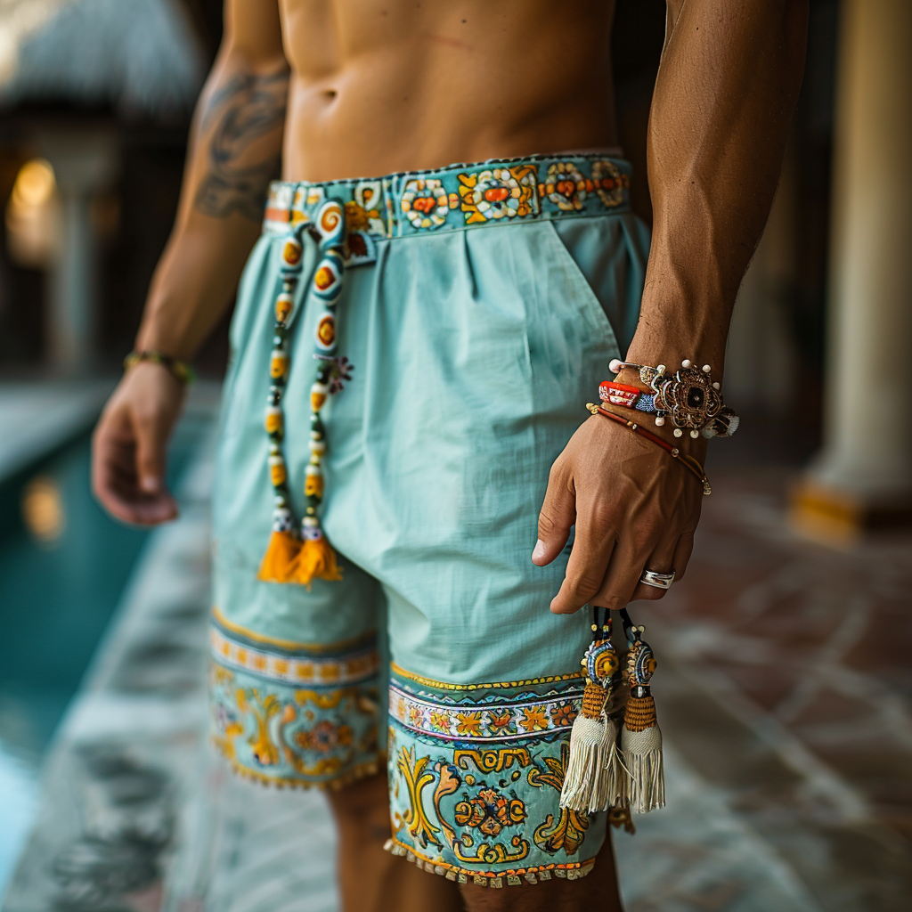 Ethnic Linen Shorts-inspireuse