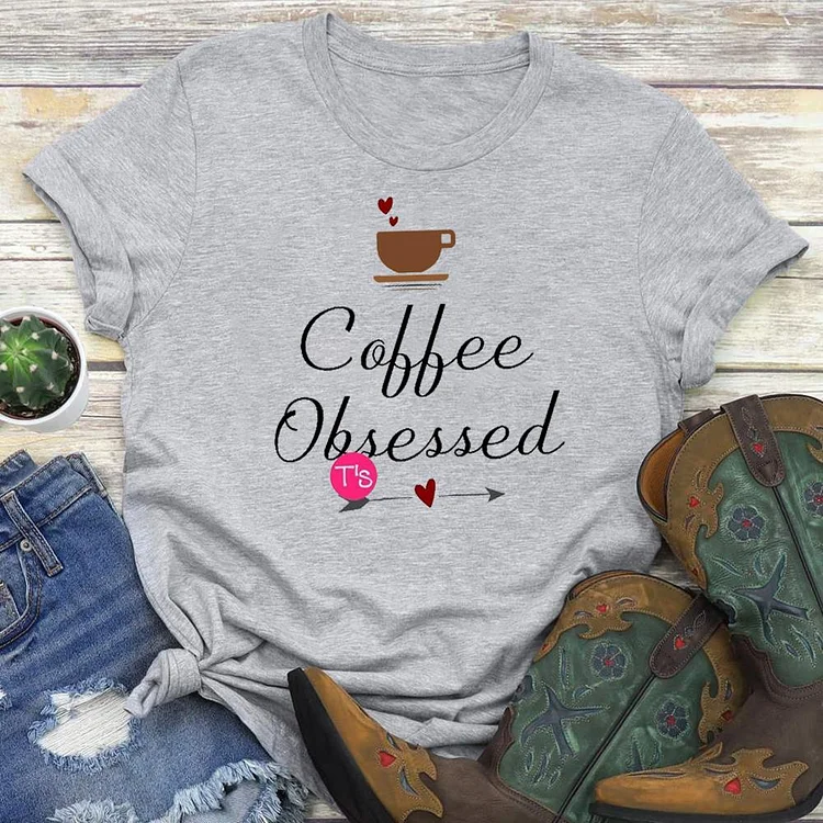 Coffee Obsessed  T-Shirt Tee-03606-Annaletters