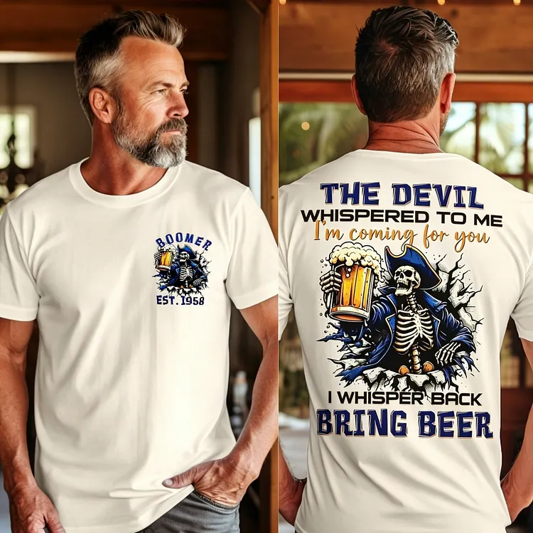 Boomer Exclusive | Retro Skull Pirate Beer Graphic T-Shirt 