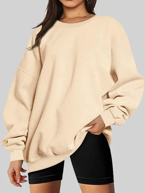 Women's Stitching  Solid Color Scoop Neck Long Sleeve Top