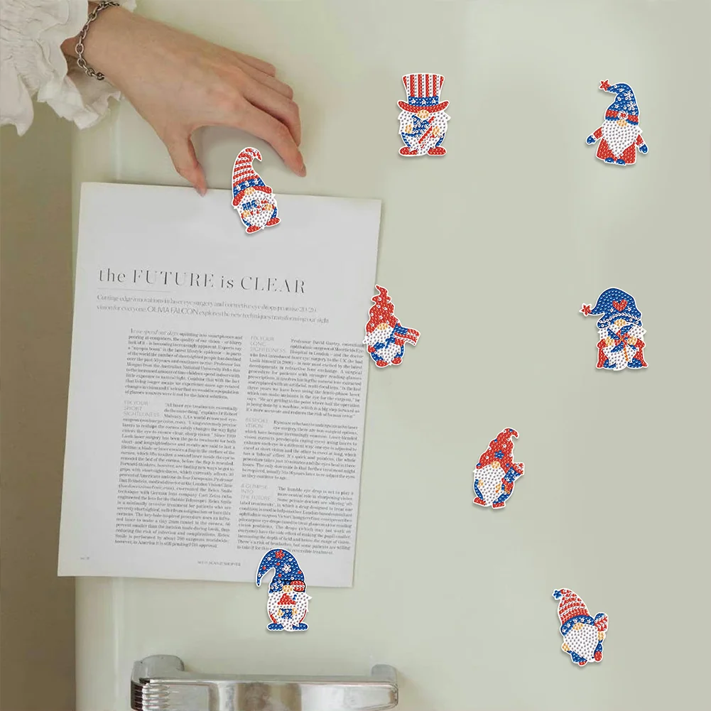 8Pcs DIY Independence Day Special Shape Diamond Painting Fridge Magnet for Home Decor