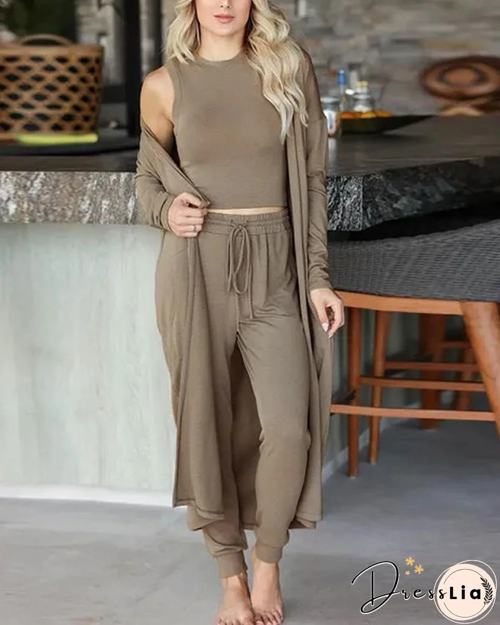 Tank Top Pants Cardigan 3 Pieces Set