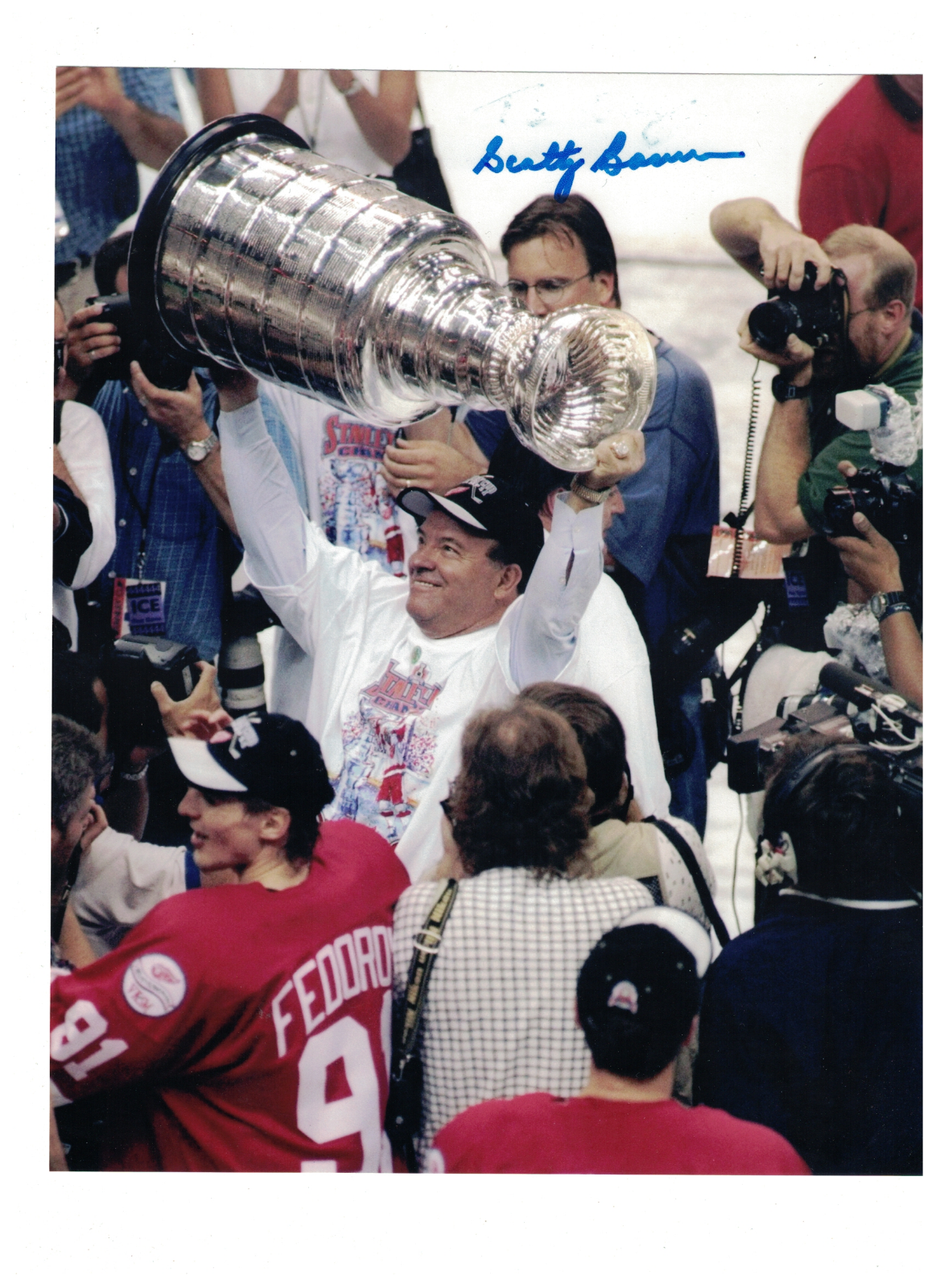 Scotty Bowman With Stanley Cup NHL Detroit Red Wings Signed 8x10 Photo Poster painting W/COA