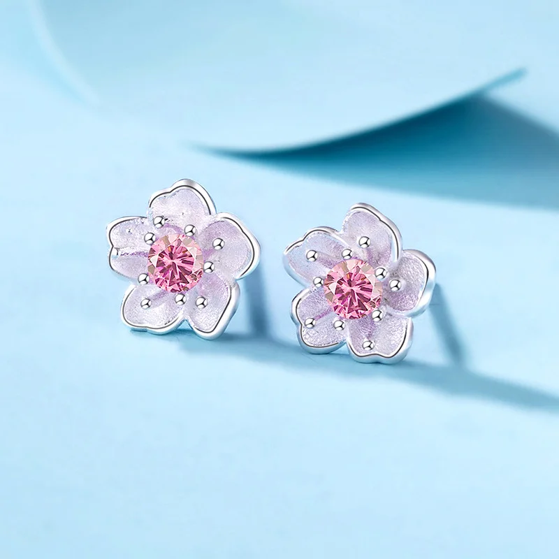 Cherry Blossom Crystal Stud Earrings