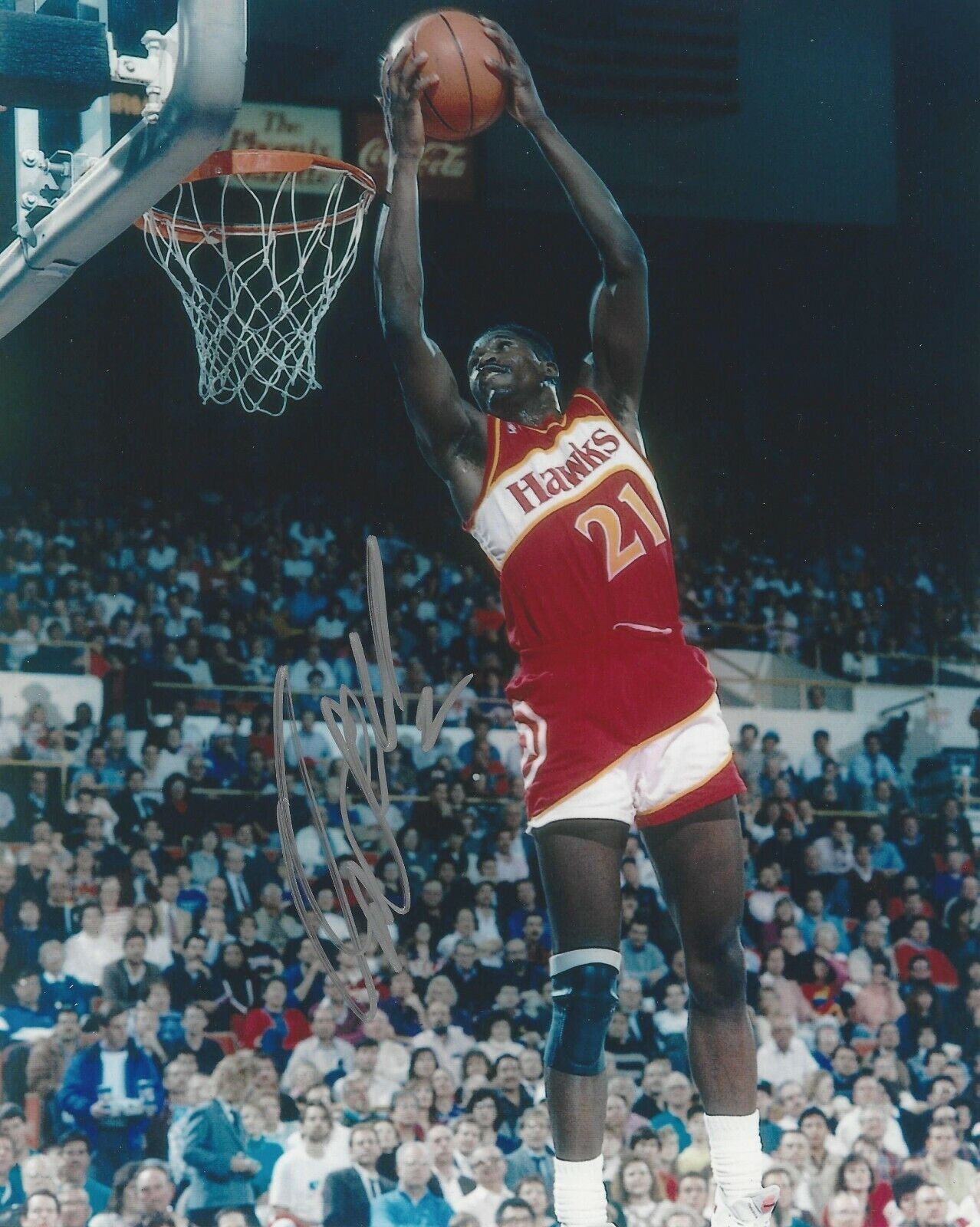 DOMINIQUE WILKINS ATLANTA HAWKS SIGNED 8x10 Photo Poster painting w/COA NBA HOF LEGEND