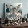 (Framed)Diamond Painting -DIY Round Drill Winged Girl with Frame(25x25cm)