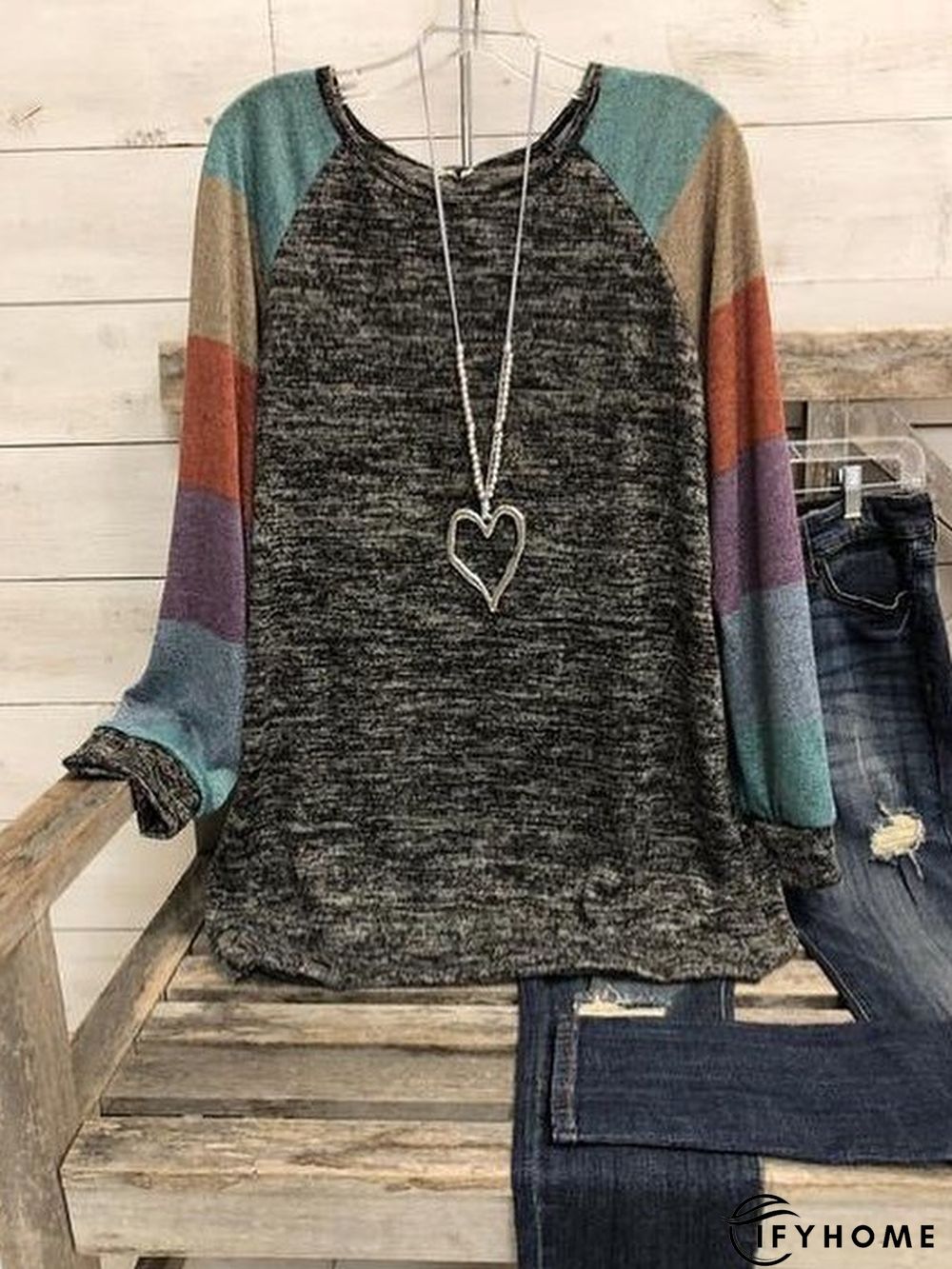 V Neck Cotton-Blend Casual T-shirt | IFYHOME