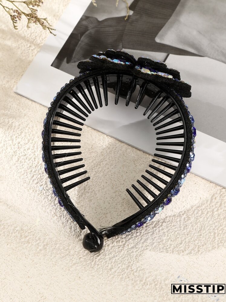 Rhinestone Flower Decor Banana Clip