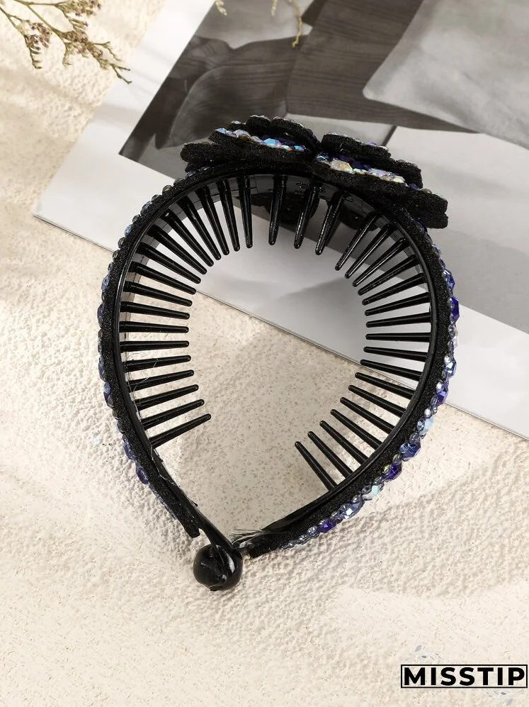 Rhinestone Flower Decor Banana Clip