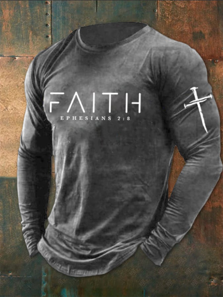 Comstylish Men's Faith Cross Print T-Shirt