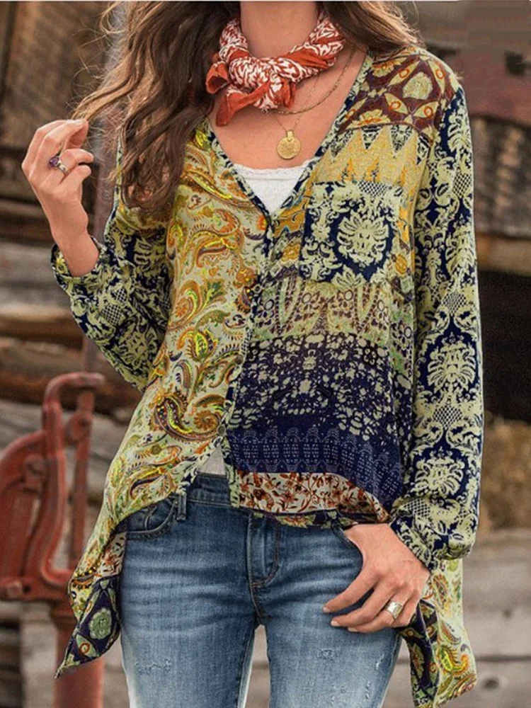 Long Sleeve V-Neck Casual Shirt And Top