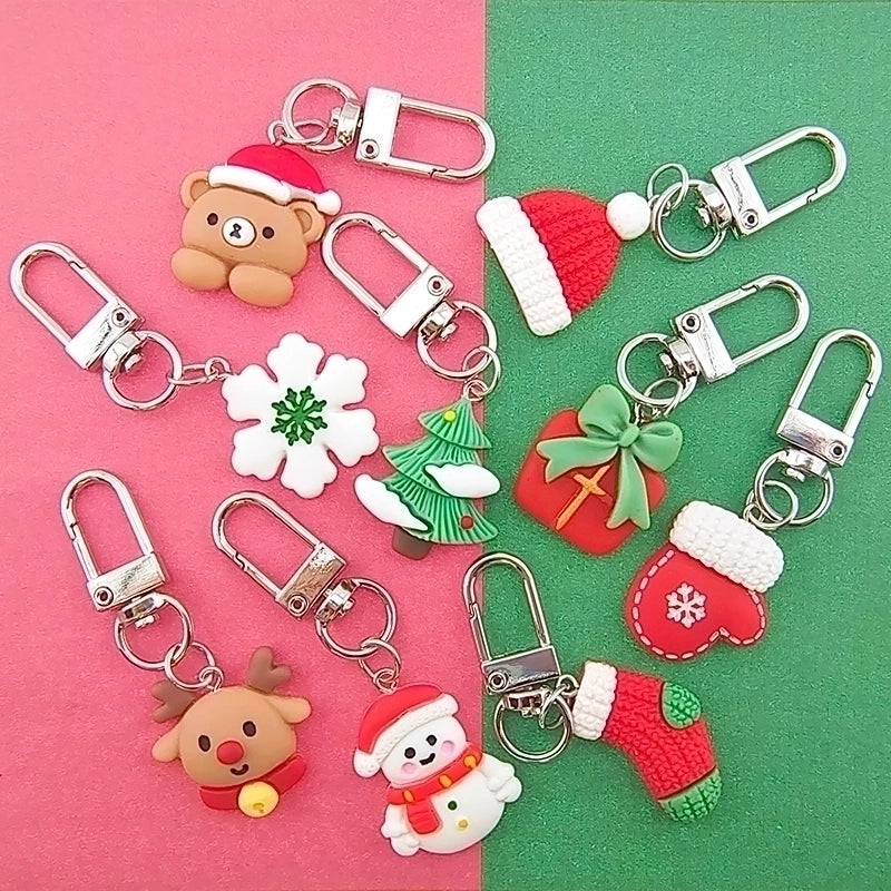 Cute Minimalist Snowman Snowflake Elk Alloy Resin Christmas Keychain