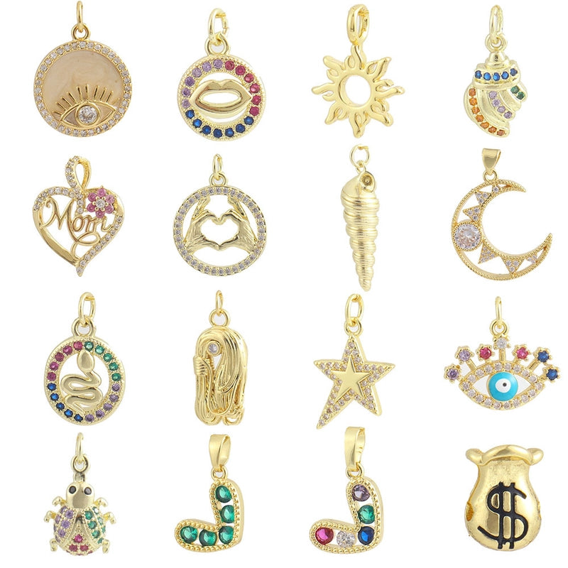 1 Piece 12 * 18mm Copper Zircon Star Heart Shape Eye Pendant Jewelry Accessories