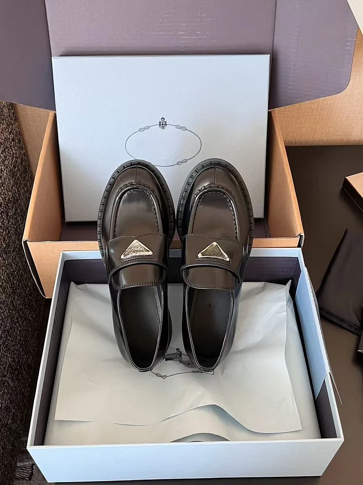 Womens Lug Sole Platform Mid Chunky Heel Loafers Classic