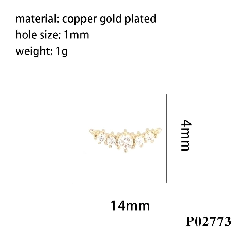 Minimalist Heart Shape Eye Butterfly Copper Enamel Plating Inlay Zircon 18k Gold Plated Charms