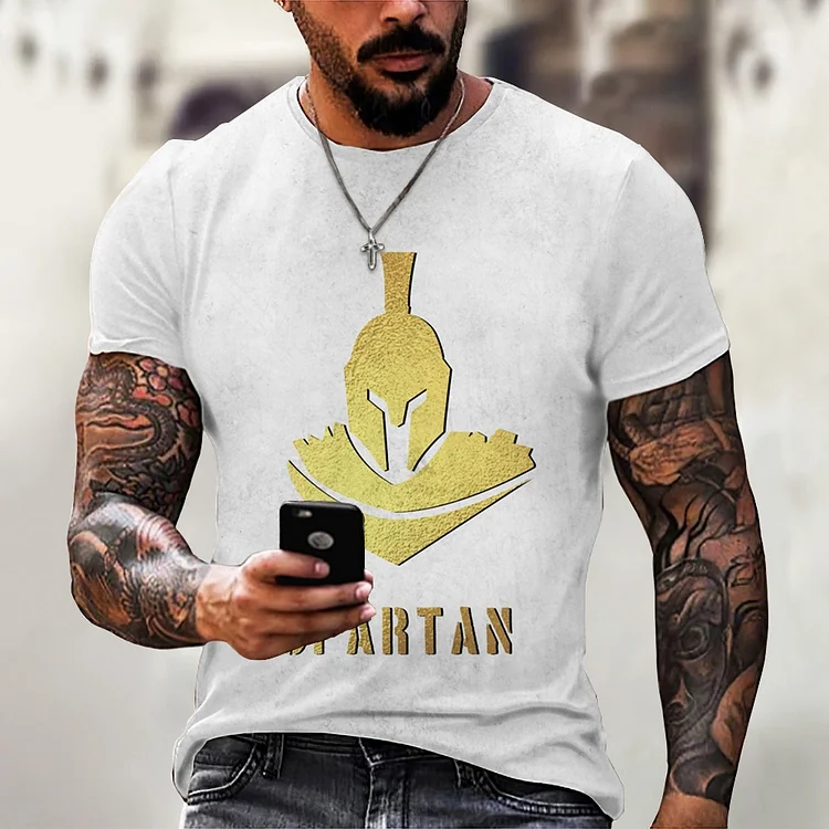 Spartan Warrior 3D Printed T-shirt O-Neck Oversized Casual Short Sleeve Pullover Tees at Hiphopee