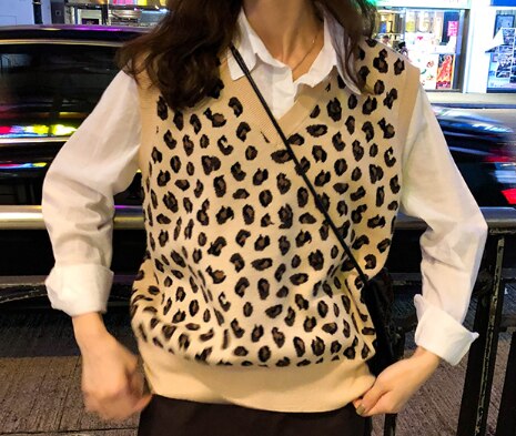 New Leopard Vintage Vest Wool Knitwear