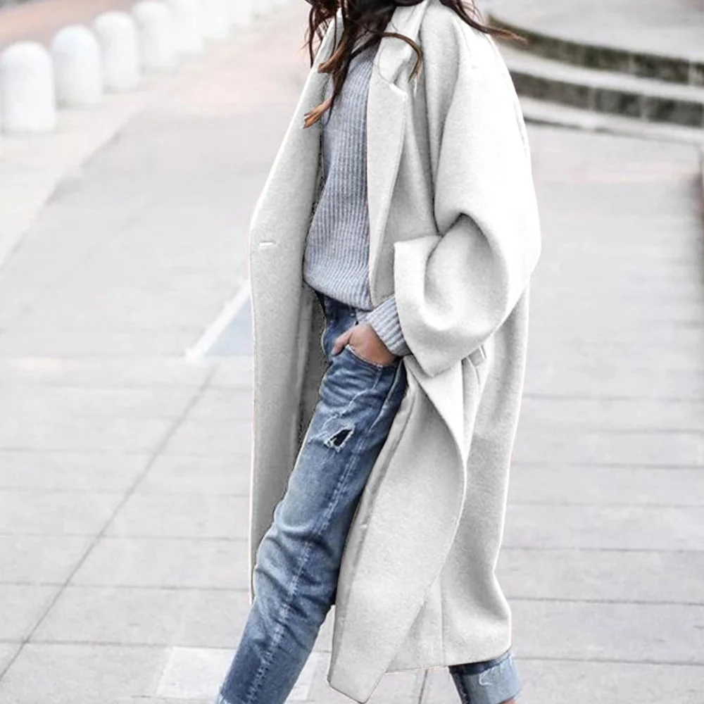 Smiledeer New autumn and winter women's casual long warm woolen coat