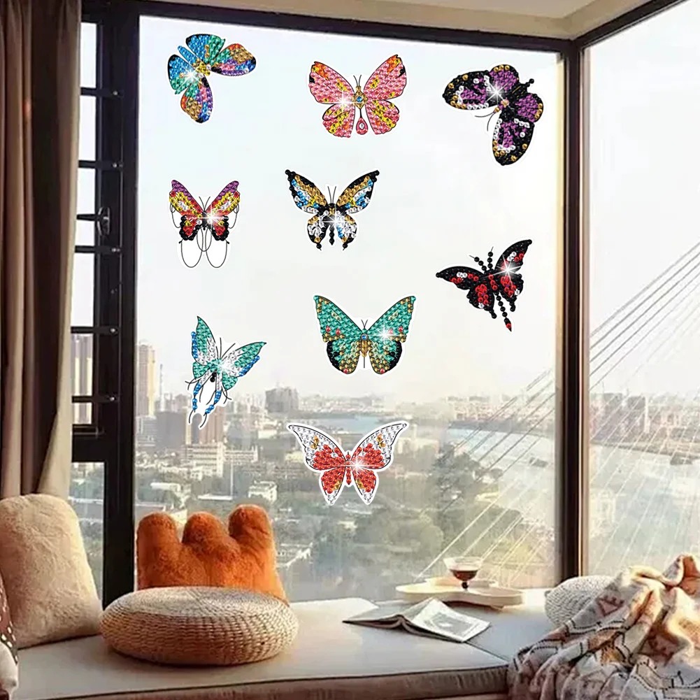 19Pcs Butterfly Diamond Painting Sticker Rhinestone Stickers Colorful Butterfly