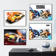 Shinevers Rocket League Game Poster Neon Video Game Canvas Painting Wall Art Picture for Modern Boy Room Living Room Home Decor Cuadros Wall Art